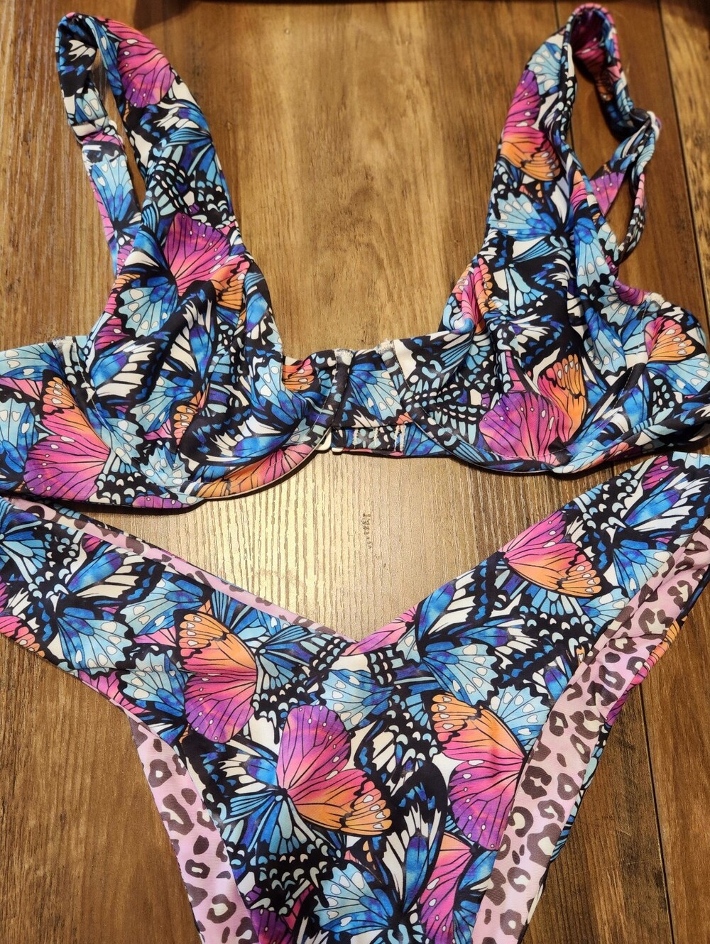 Moana Bikini Two Piece Butterfly Print Swim Set - Multicolor